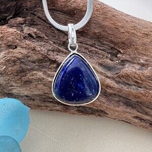 925 Sterling Silver Lapis Lazuli necklace Pendant gemstone womens jewelry